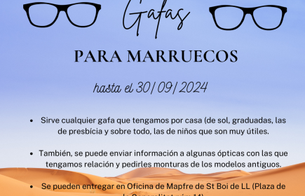 CAMPAÑA DE RECOGIDA DE GAFAS PARA MARRUECOS HASTA EL 30/09/2024.